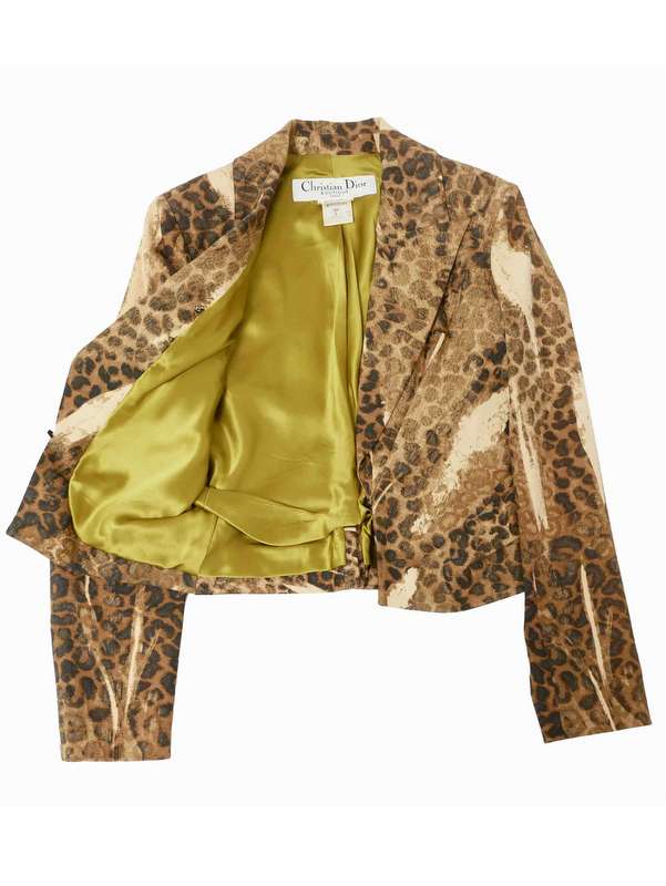 Christian Dior by John Galliano Dior Galliano Era Leopard Print Set-up Jacket + Skirt 40