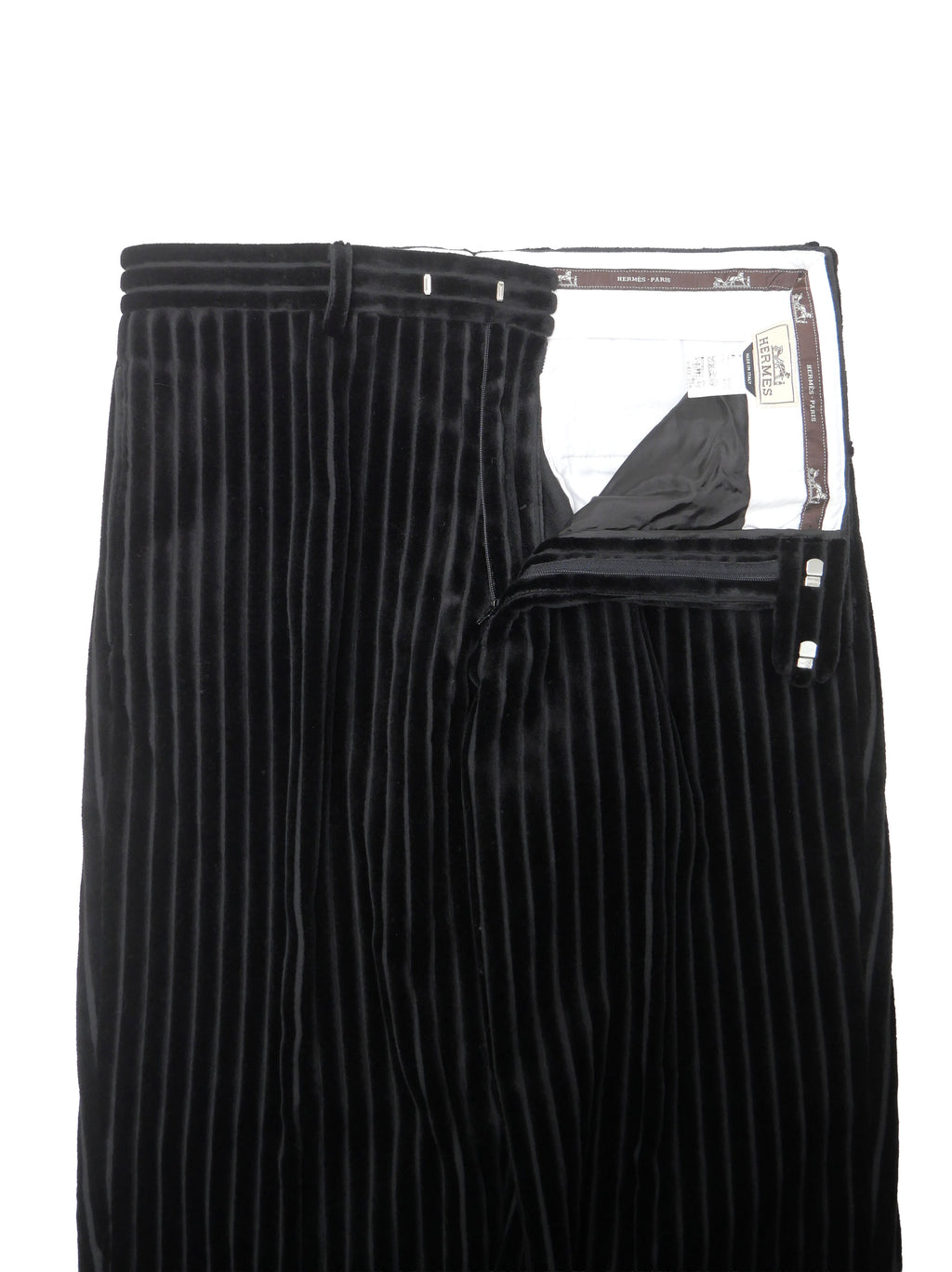 VINTAGE HERMES エルメス メンズ52 ストライプ柄 パンツ ブラック