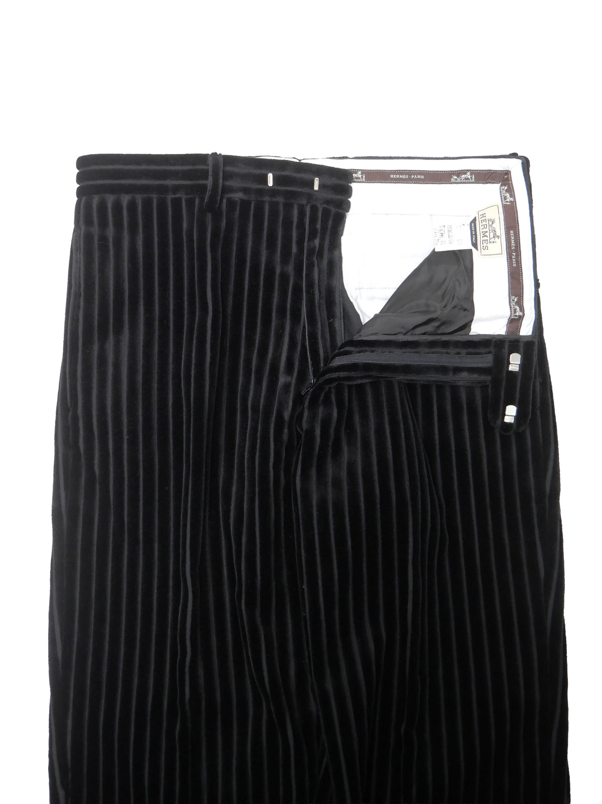 VINTAGE HERMES エルメス メンズ52 ストライプ柄 パンツ ブラック