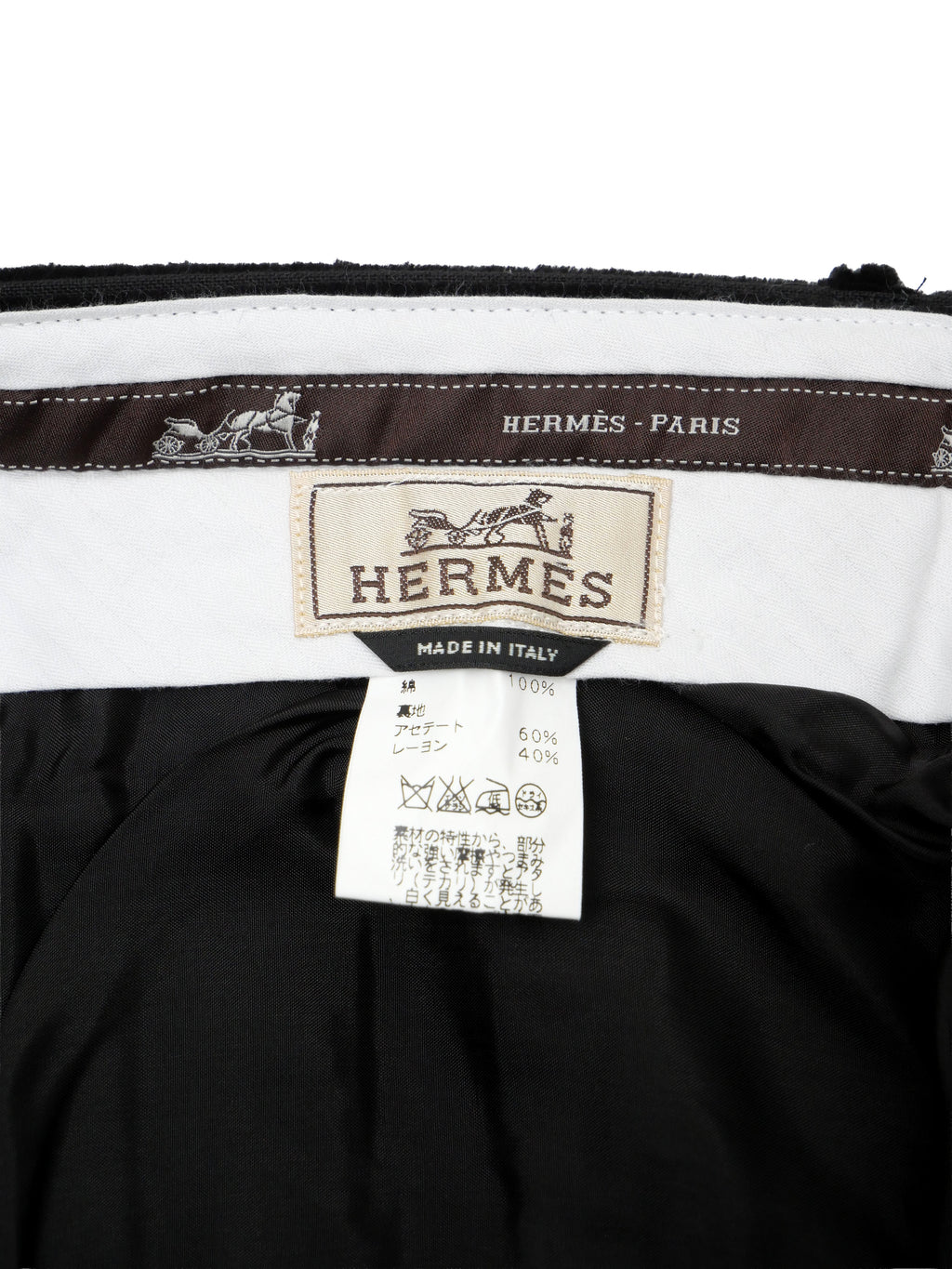 VINTAGE HERMES エルメス メンズ52 ストライプ柄 パンツ ブラック