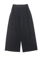ISSEY MIYAKE イッセイミヤケ センタースリット ウール ワイドタックパンツ 1 ブラック