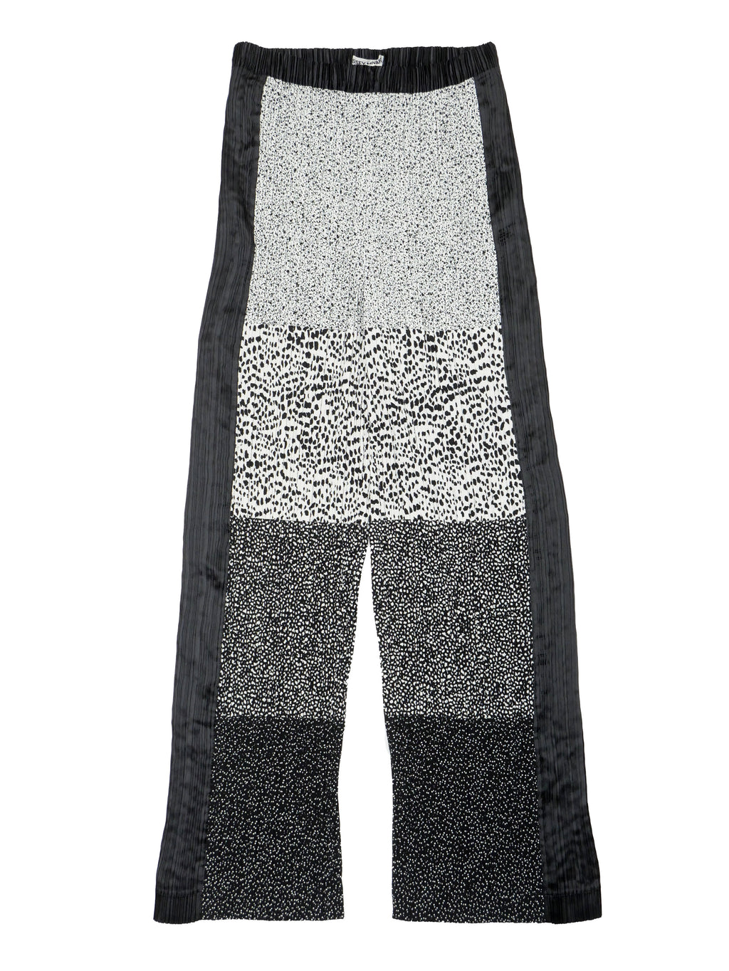 ISSEY MIYAKE イッセイミヤケ プリーツパンツ マーブルプリント M ブラック×ホワイト