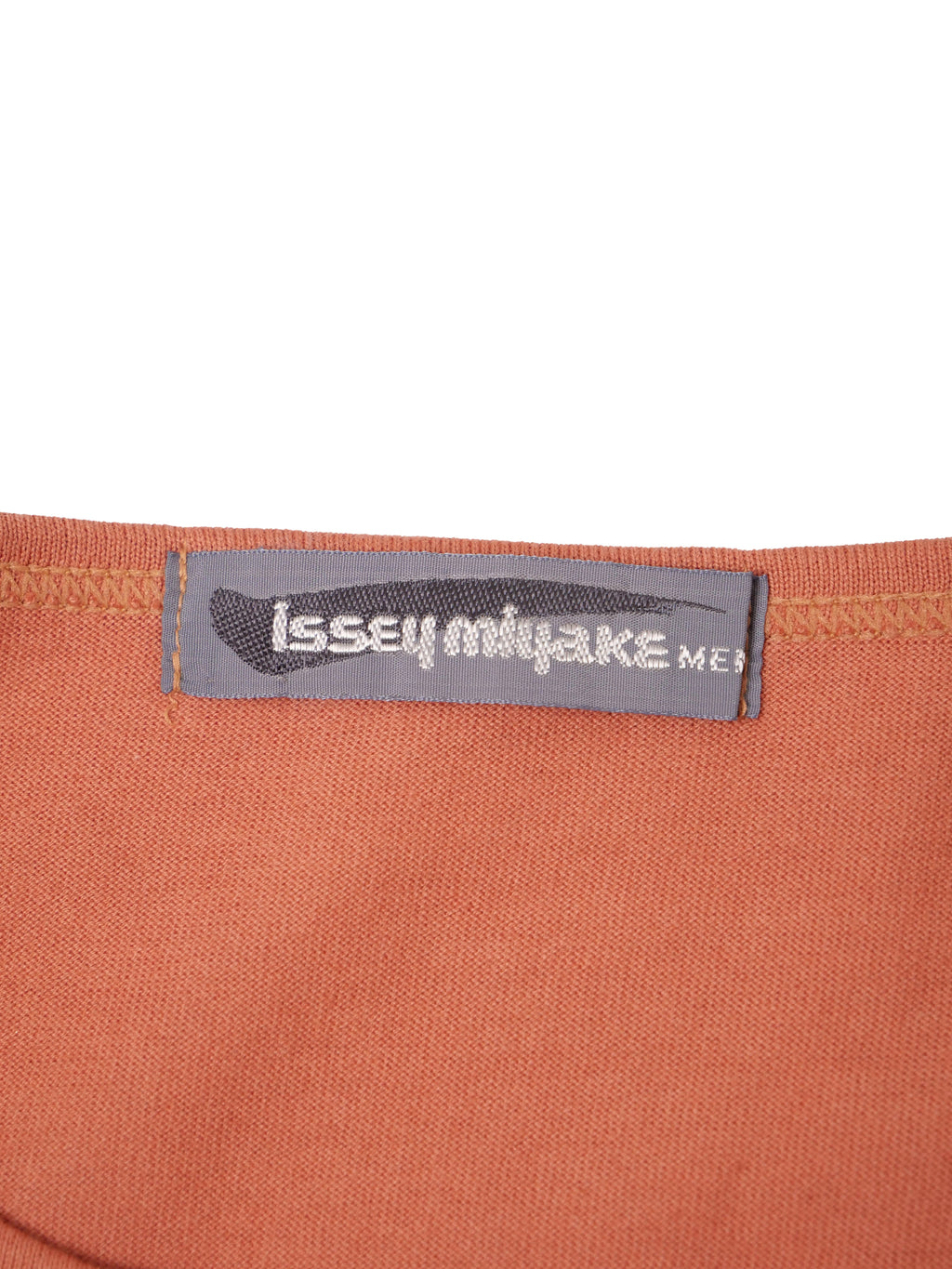 80s ヴィンテージ 筆タグ ISSEY MIYAKE MEN イッセイミヤケ ラバー装飾 半袖Tシャツ F オレンジ