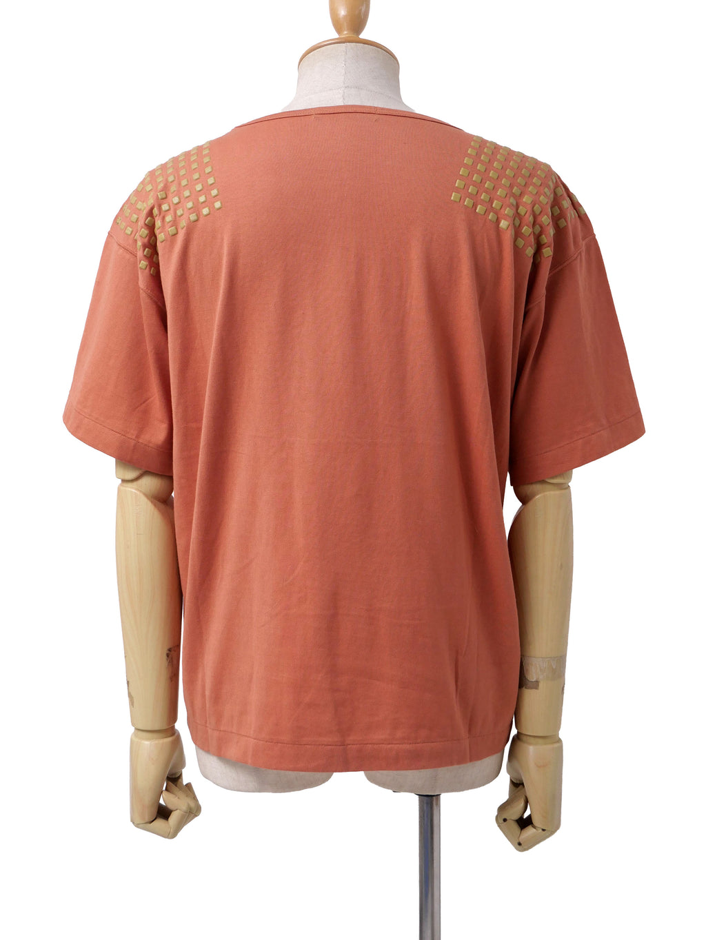 80s ヴィンテージ 筆タグ ISSEY MIYAKE MEN イッセイミヤケ ラバー装飾 半袖Tシャツ F オレンジ
