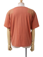 80s ヴィンテージ 筆タグ ISSEY MIYAKE MEN イッセイミヤケ ラバー装飾 半袖Tシャツ F オレンジ