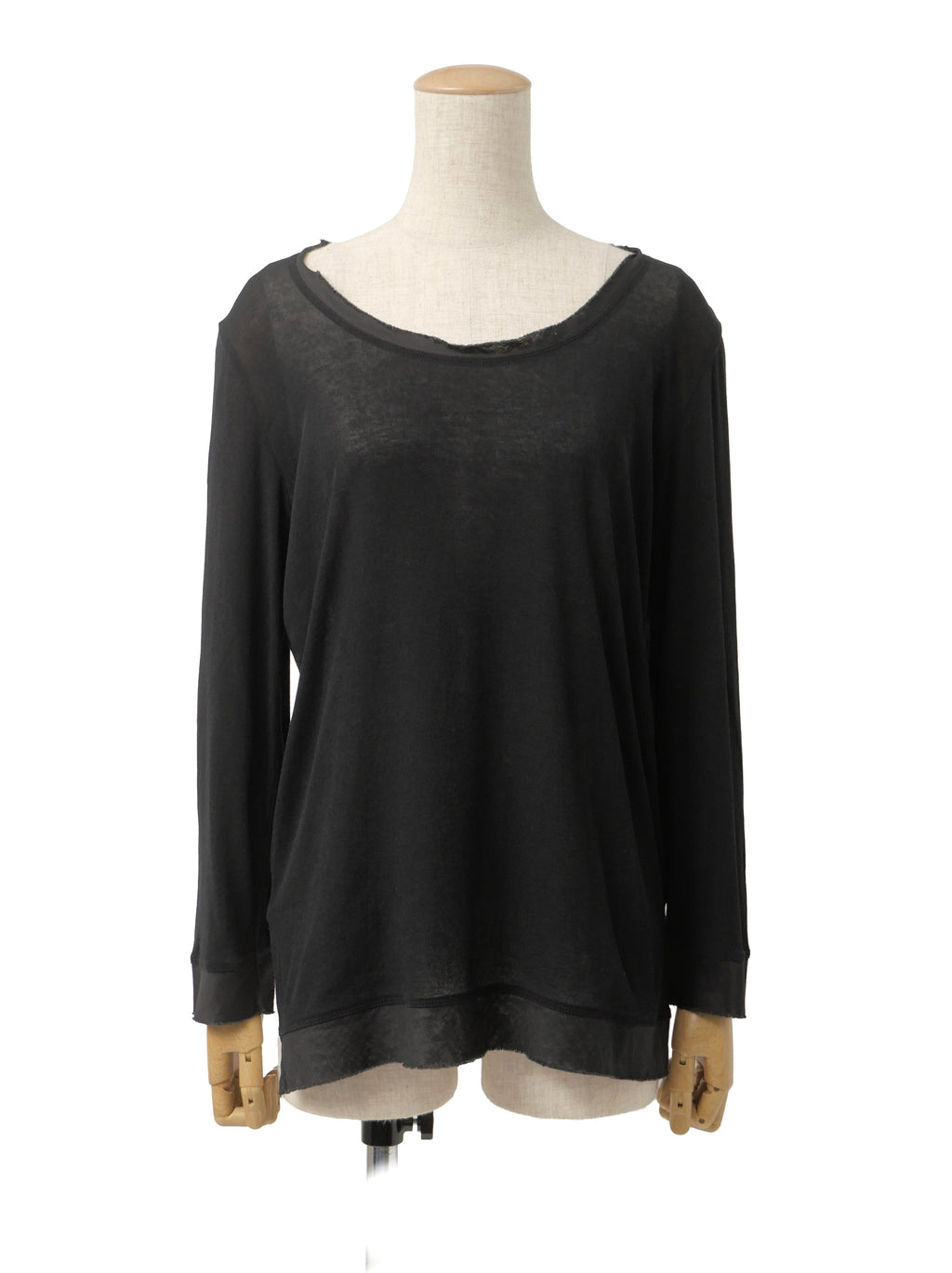 ISSEY MIYAKE イッセイミヤケ 長袖シアートップス カットオフ 2 ブラック