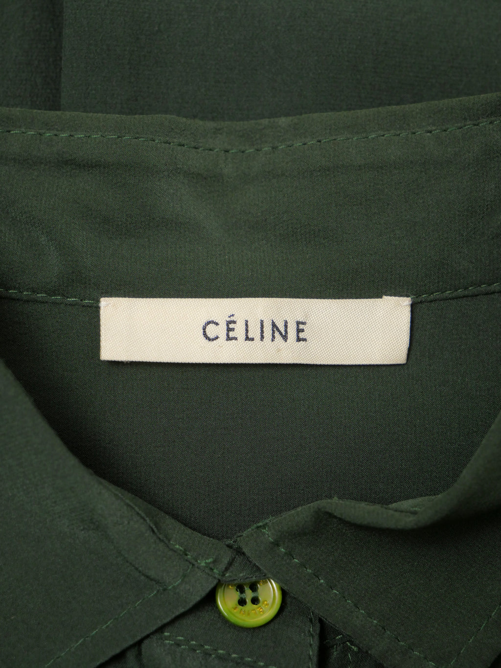 CELINE by Phoebe Philo セリーヌ フィービー期 シルクシャツ 38 グリーン