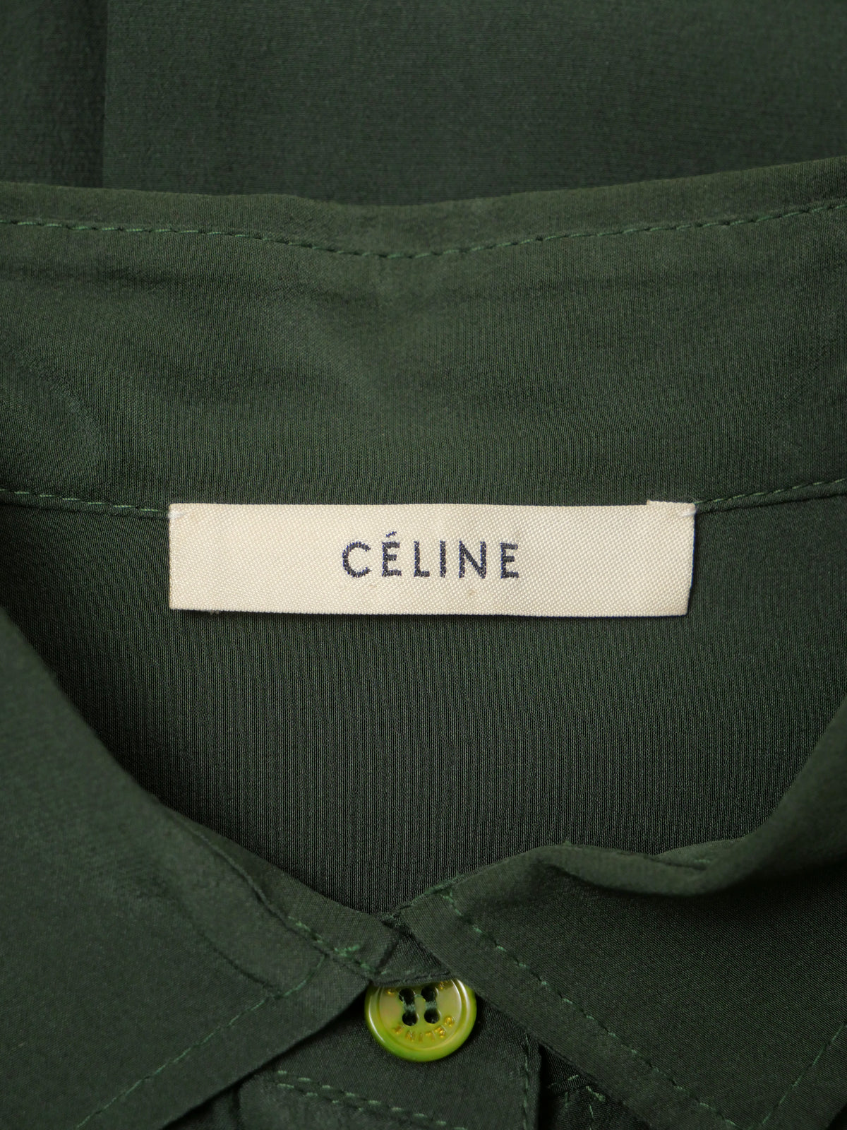 CELINE by Phoebe Philo セリーヌ フィービー期 シルクシャツ 38 グリーン