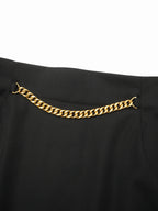 VINTAGE CELINE オールドセリーヌ チェーン装飾 ウールタイトスカート 40 ブラック