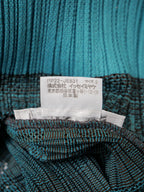 PLEATS PLEASE ISSEY MIYAKE プリーツプリーズ メッシュ ノースリーブブラウス ターコイズ×ブラウン