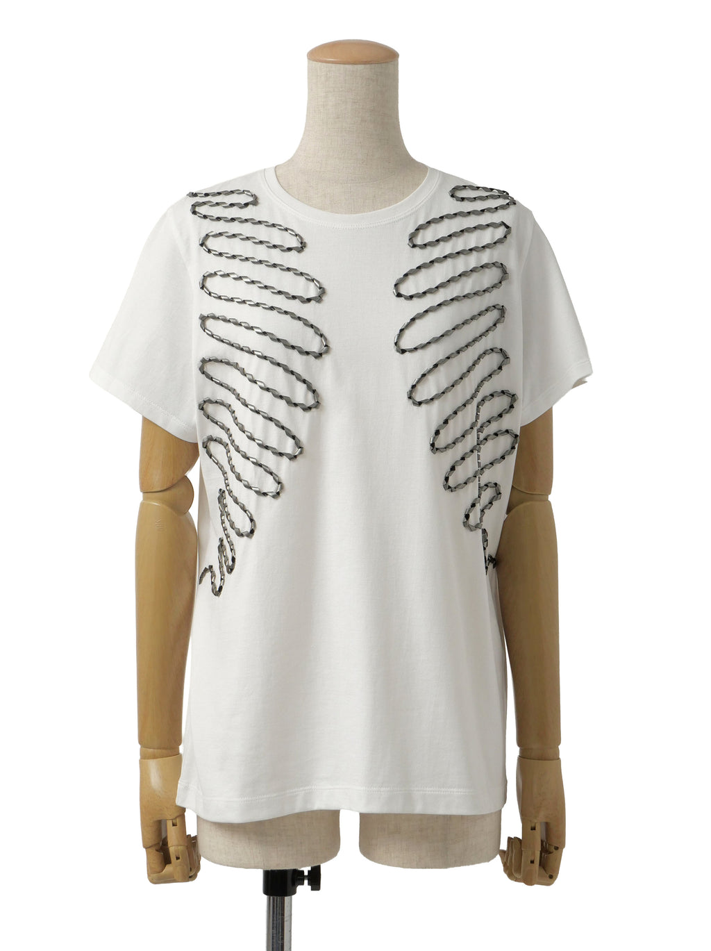 ISSEY MIYAKE イッセイミヤケ フロントテープ 半袖Tシャツ 2 ホワイト