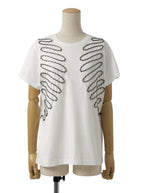 ISSEY MIYAKE イッセイミヤケ フロントテープ 半袖Tシャツ 2 ホワイト