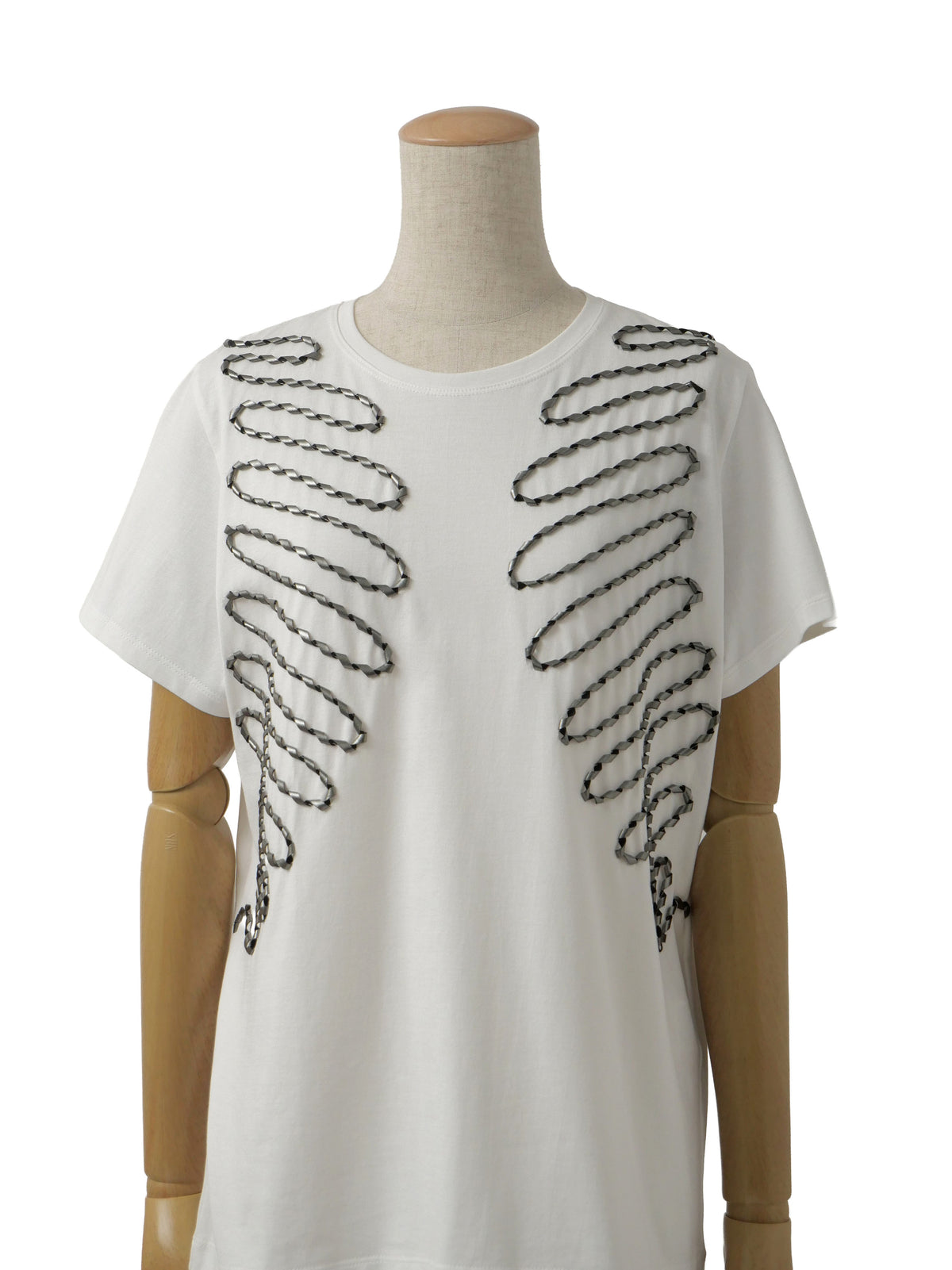 ISSEY MIYAKE イッセイミヤケ フロントテープ 半袖Tシャツ 2 ホワイト