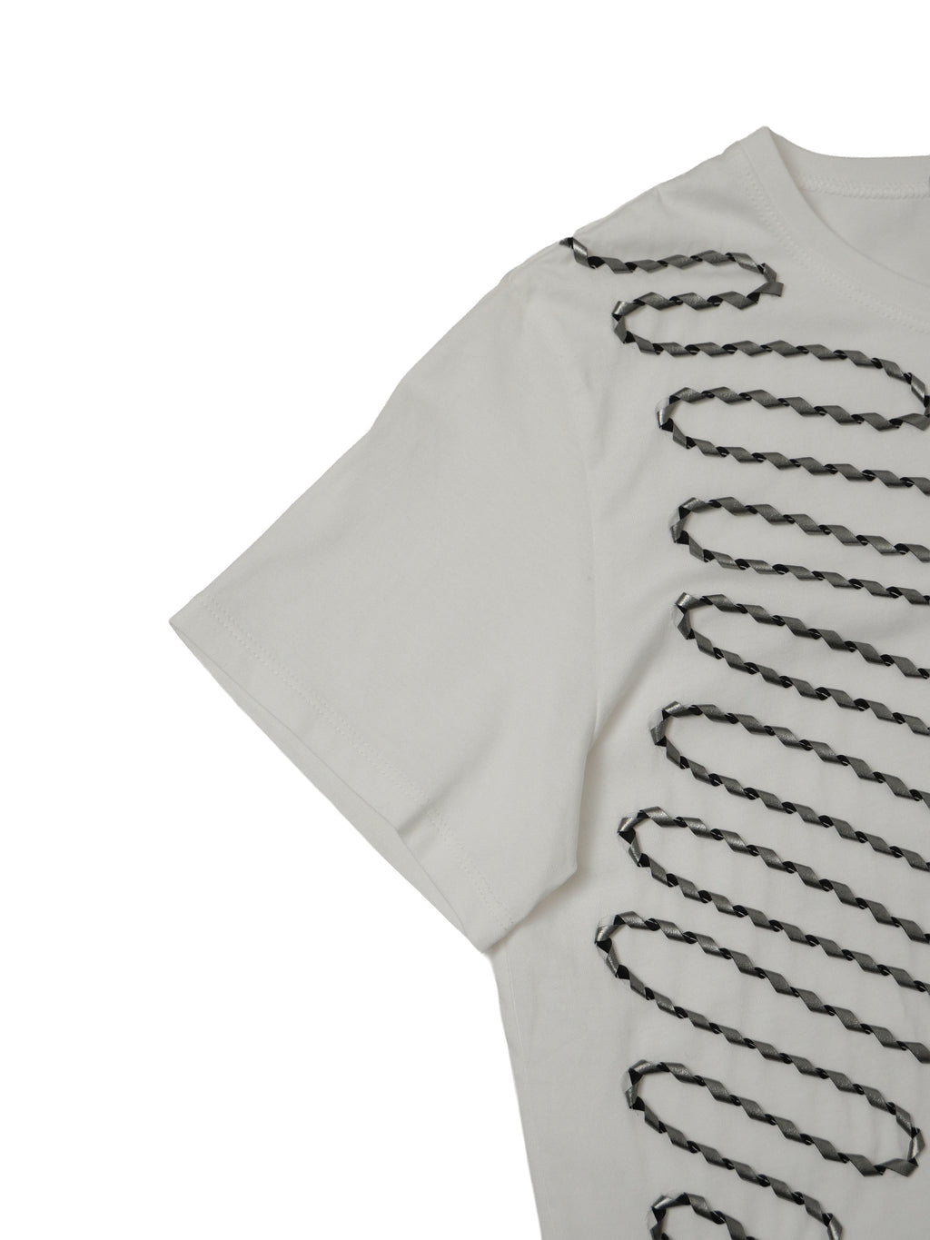 ISSEY MIYAKE イッセイミヤケ フロントテープ 半袖Tシャツ 2 ホワイト