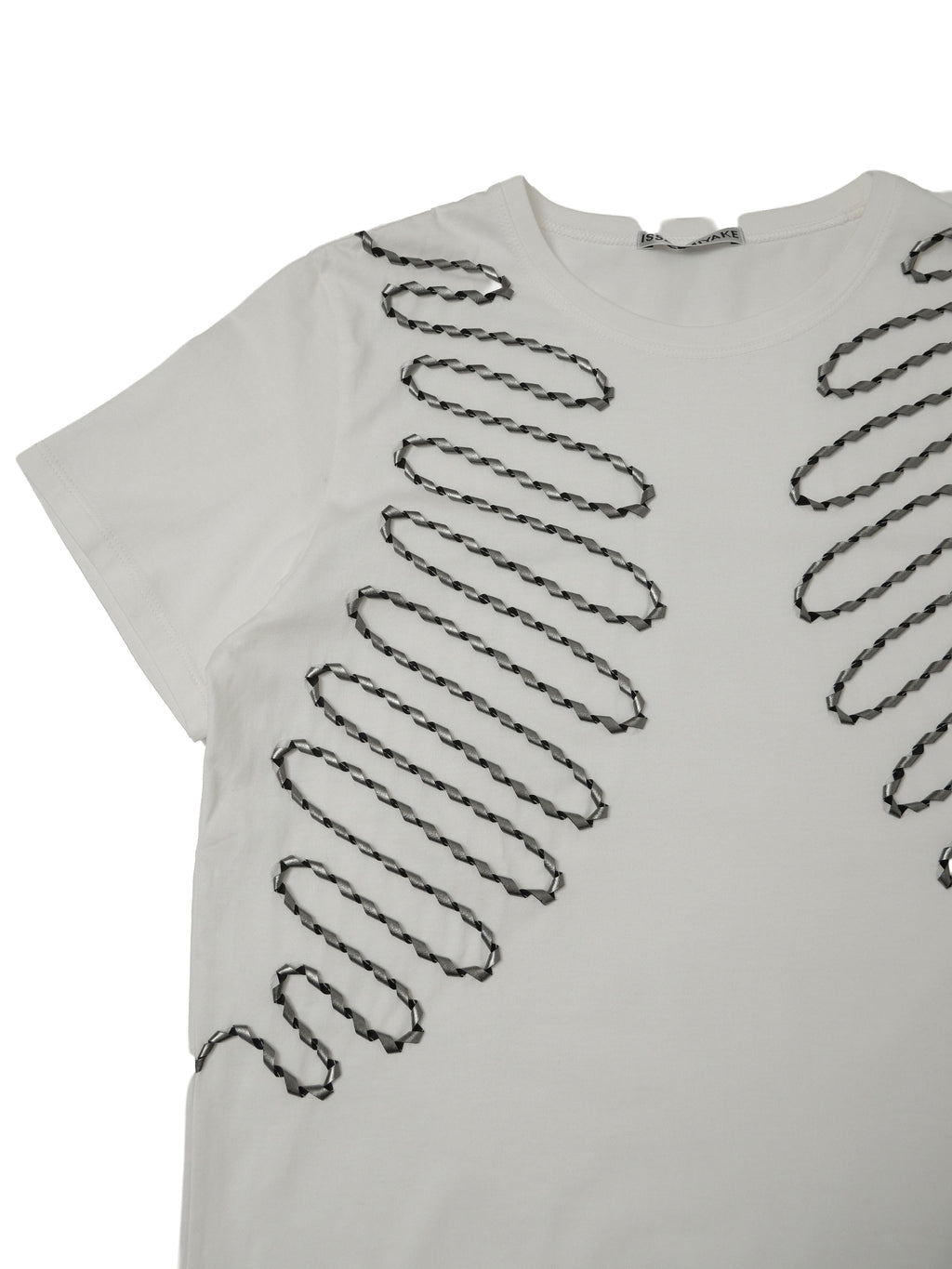 ISSEY MIYAKE イッセイミヤケ フロントテープ 半袖Tシャツ 2 ホワイト