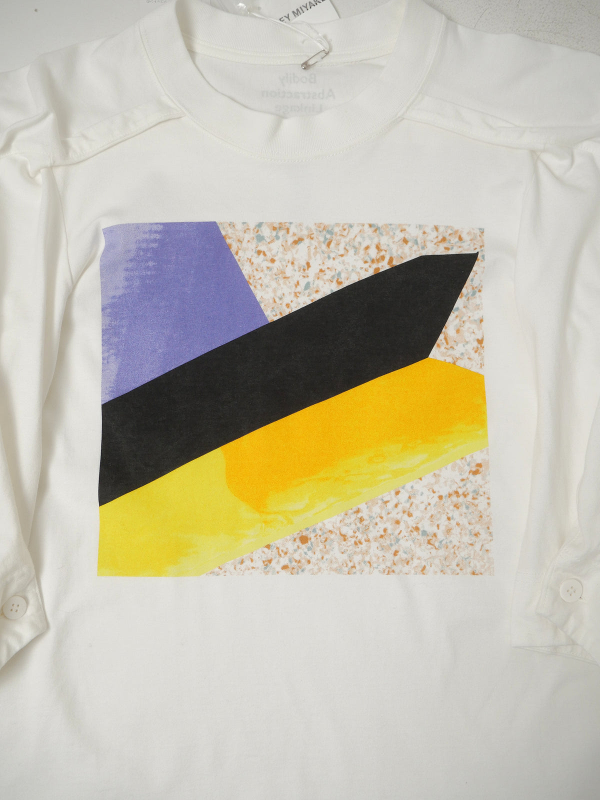 ISSEY MIYAKE イッセイミヤケ 23SS  バルーンスリーブ 7分袖 プリントカットソー 2 ホワイト