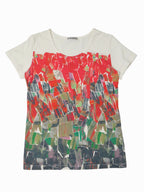 ISSEY MIYAKE イッセイミヤケ プリントTシャツ 半袖 2 ホワイト