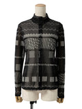ISSEY MIYAKE イッセイミヤケ パワーネット スタンドカラー 長袖 シアーシャツ 2 ブラック