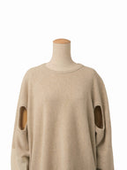 ISSEY MIYAKE イッセイミヤケ HAND IN HAND カットアウト ウールニットセーター 2 ベージュ
