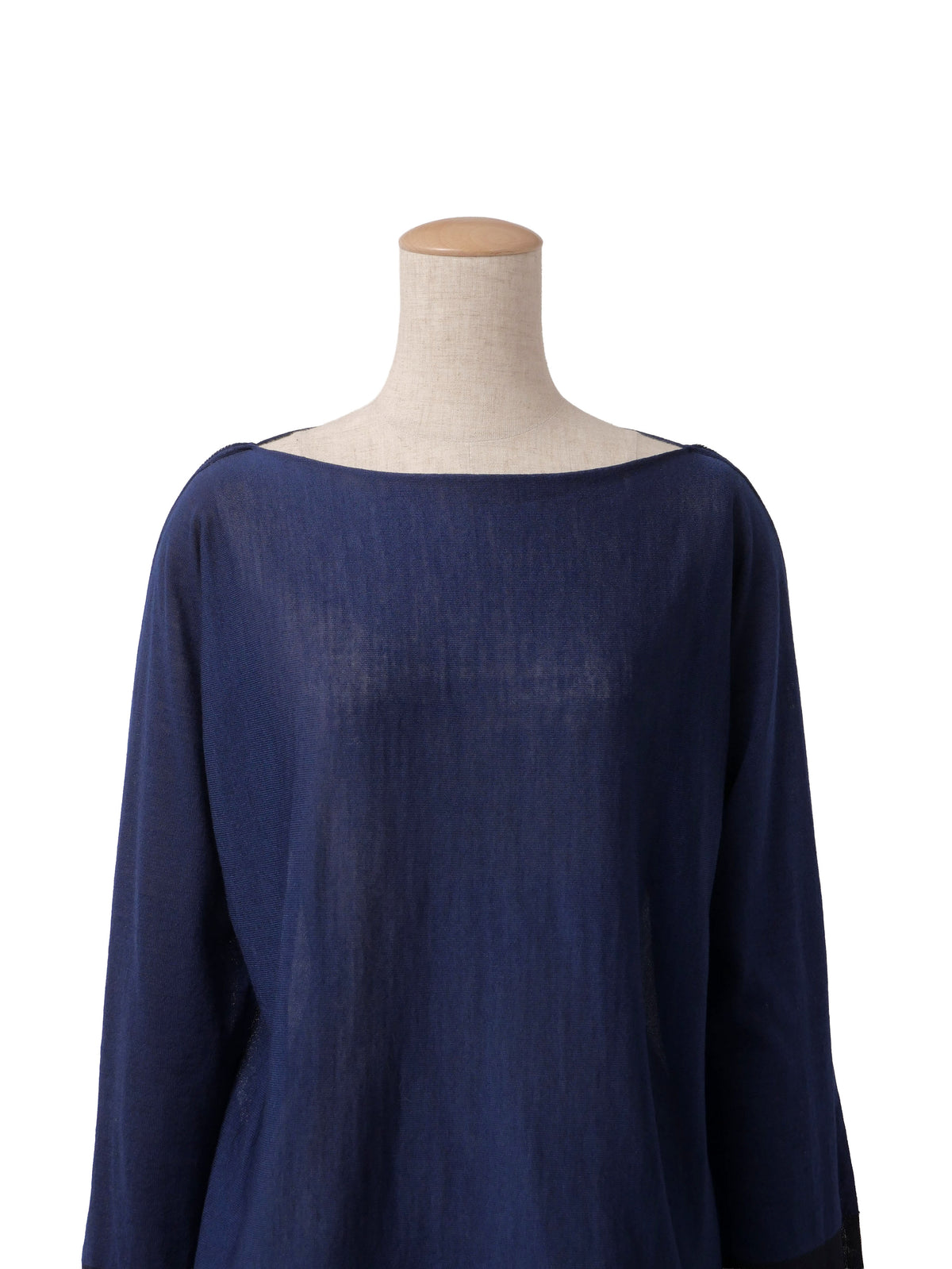 ISSEY MIYAKE イッセイミヤケ ボートネック 長袖ニットセーター シアートップス 2 ネイビー