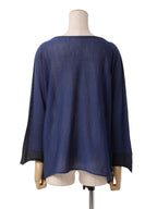 ISSEY MIYAKE イッセイミヤケ ボートネック 長袖ニットセーター シアートップス 2 ネイビー