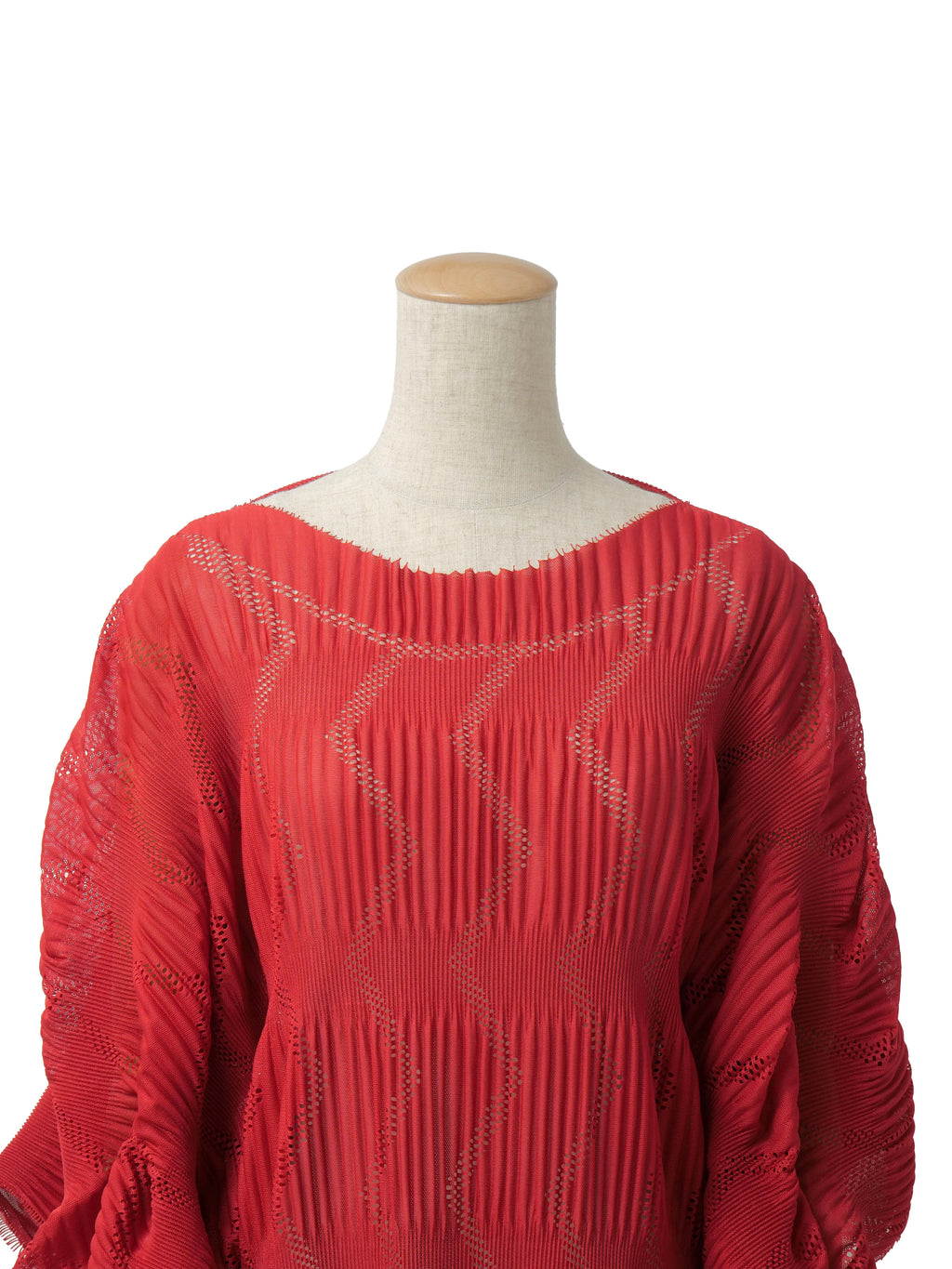 ISSEY MIYAKE A-POC INSIDE イッセイミヤケ プリーツ メッシュ 変形ブラウス 2 レッド