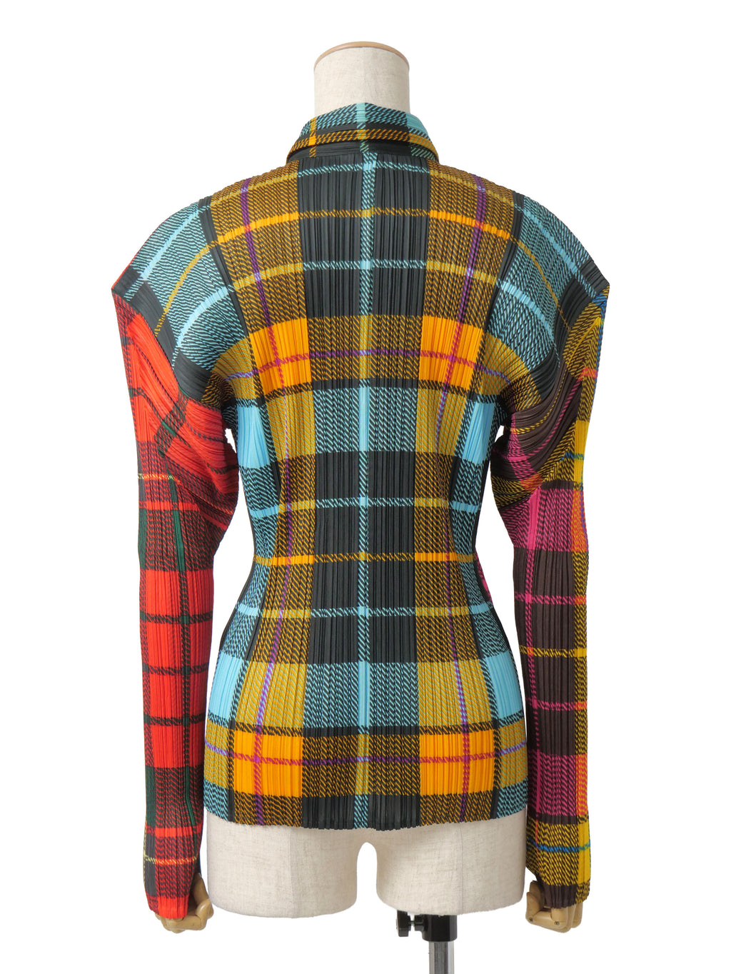PLEATS PLEASE ISSEY MIYAKE プリーツプリーズ チェック柄 パッチワークプリント 長袖シャツ 4