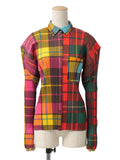 PLEATS PLEASE ISSEY MIYAKE プリーツプリーズ チェック柄 パッチワークプリント 長袖シャツ 4