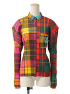PLEATS PLEASE ISSEY MIYAKE プリーツプリーズ チェック柄 パッチワークプリント 長袖シャツ 4