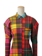 PLEATS PLEASE ISSEY MIYAKE プリーツプリーズ チェック柄 パッチワークプリント 長袖シャツ 4