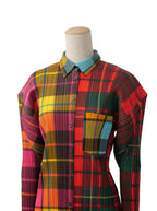 PLEATS PLEASE ISSEY MIYAKE プリーツプリーズ チェック柄 パッチワークプリント 長袖シャツ 4