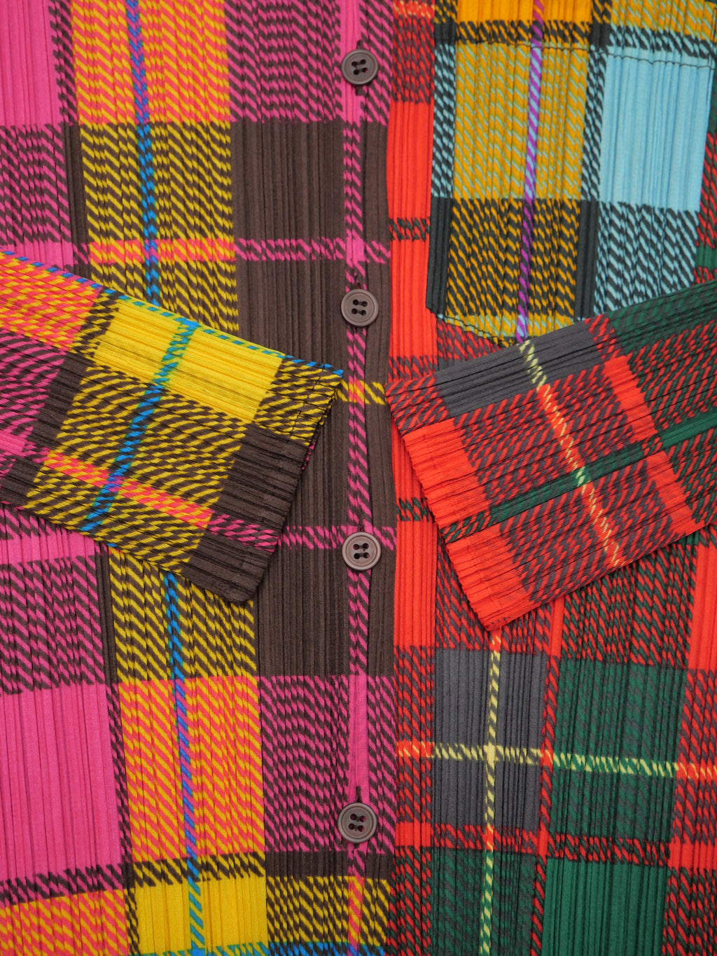 PLEATS PLEASE ISSEY MIYAKE プリーツプリーズ チェック柄 パッチワークプリント 長袖シャツ 4