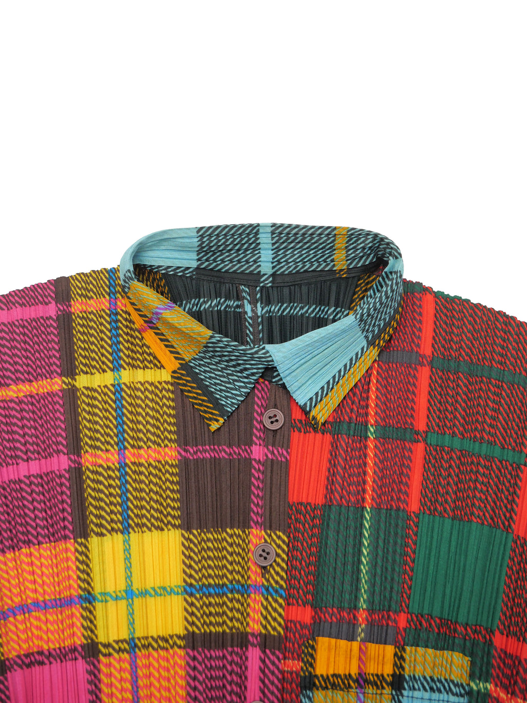 PLEATS PLEASE ISSEY MIYAKE プリーツプリーズ チェック柄 パッチワークプリント 長袖シャツ 4