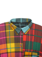 PLEATS PLEASE ISSEY MIYAKE プリーツプリーズ チェック柄 パッチワークプリント 長袖シャツ 4