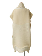 ISSEY MIYAKE イッセイミヤケ プリーツワンピース ニット フリンジ ハイネック 2 アイボリー