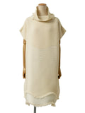ISSEY MIYAKE イッセイミヤケ プリーツワンピース ニット フリンジ ハイネック 2 アイボリー