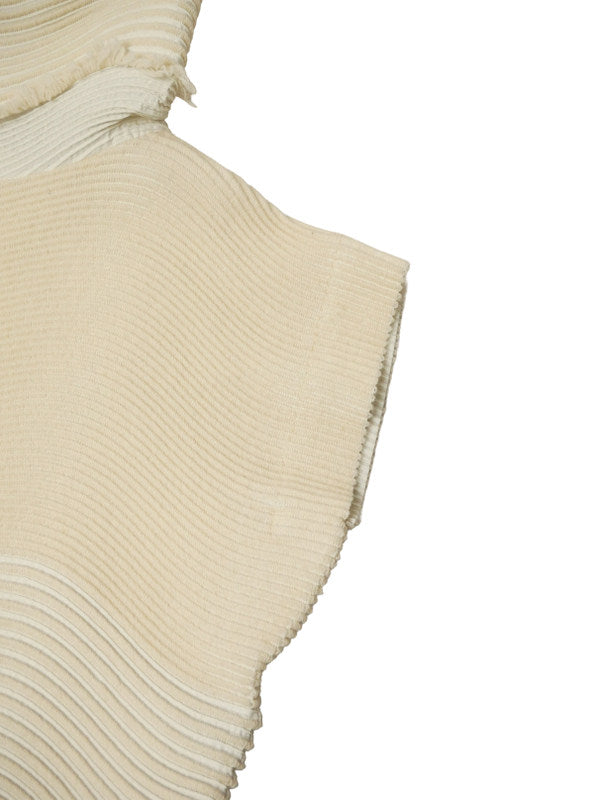 ISSEY MIYAKE イッセイミヤケ プリーツワンピース ニット フリンジ ハイネック 2 アイボリー