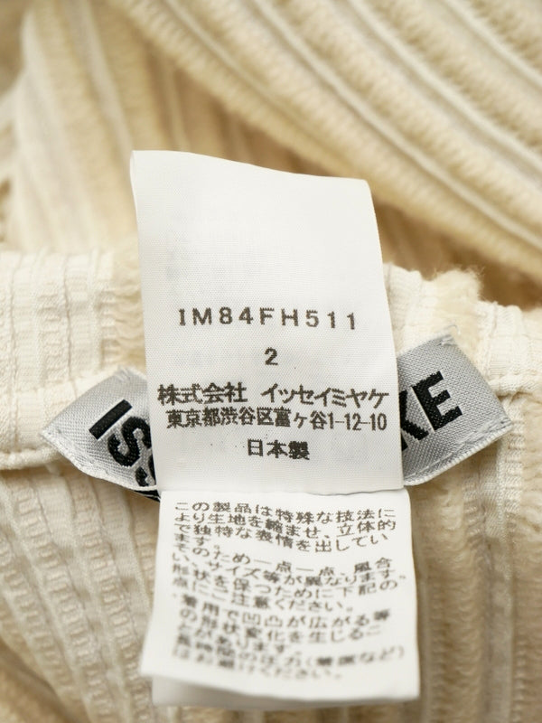 ISSEY MIYAKE イッセイミヤケ プリーツワンピース ニット フリンジ ハイネック 2 アイボリー
