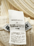ISSEY MIYAKE イッセイミヤケ プリーツワンピース ニット フリンジ ハイネック 2 アイボリー