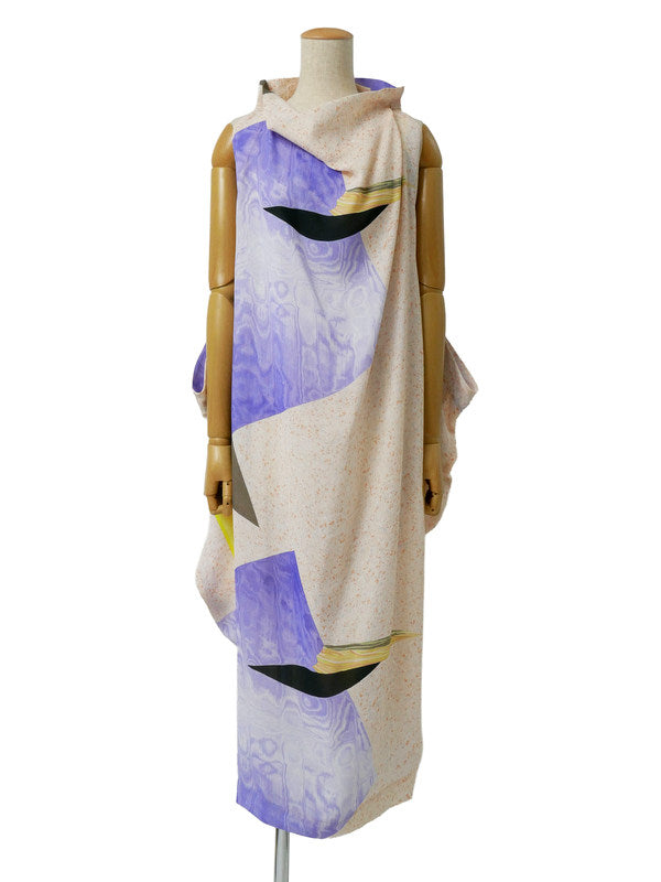 ISSEY MIYAKE イッセイミヤケ 23SS TANGIBLE 変形 ドレープ ロングプリントワンピース 1