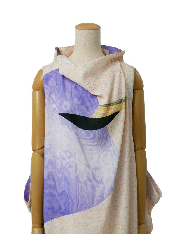 ISSEY MIYAKE イッセイミヤケ 23SS TANGIBLE 変形 ドレープ ロングプリントワンピース 1