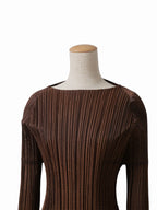 ISSEY MIYAKE イッセイミヤケ 長袖プリーツトップス M ブラウン