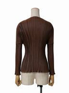 ISSEY MIYAKE イッセイミヤケ 長袖プリーツトップス M ブラウン