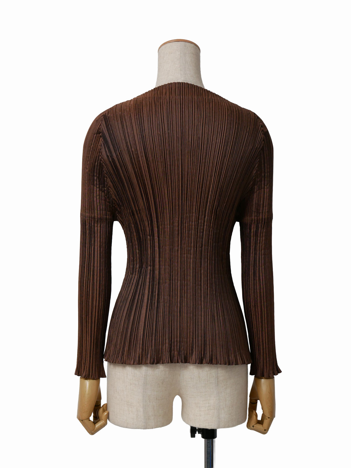 ISSEY MIYAKE イッセイミヤケ 長袖プリーツトップス M ブラウン