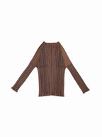 ISSEY MIYAKE イッセイミヤケ 長袖プリーツトップス M ブラウン
