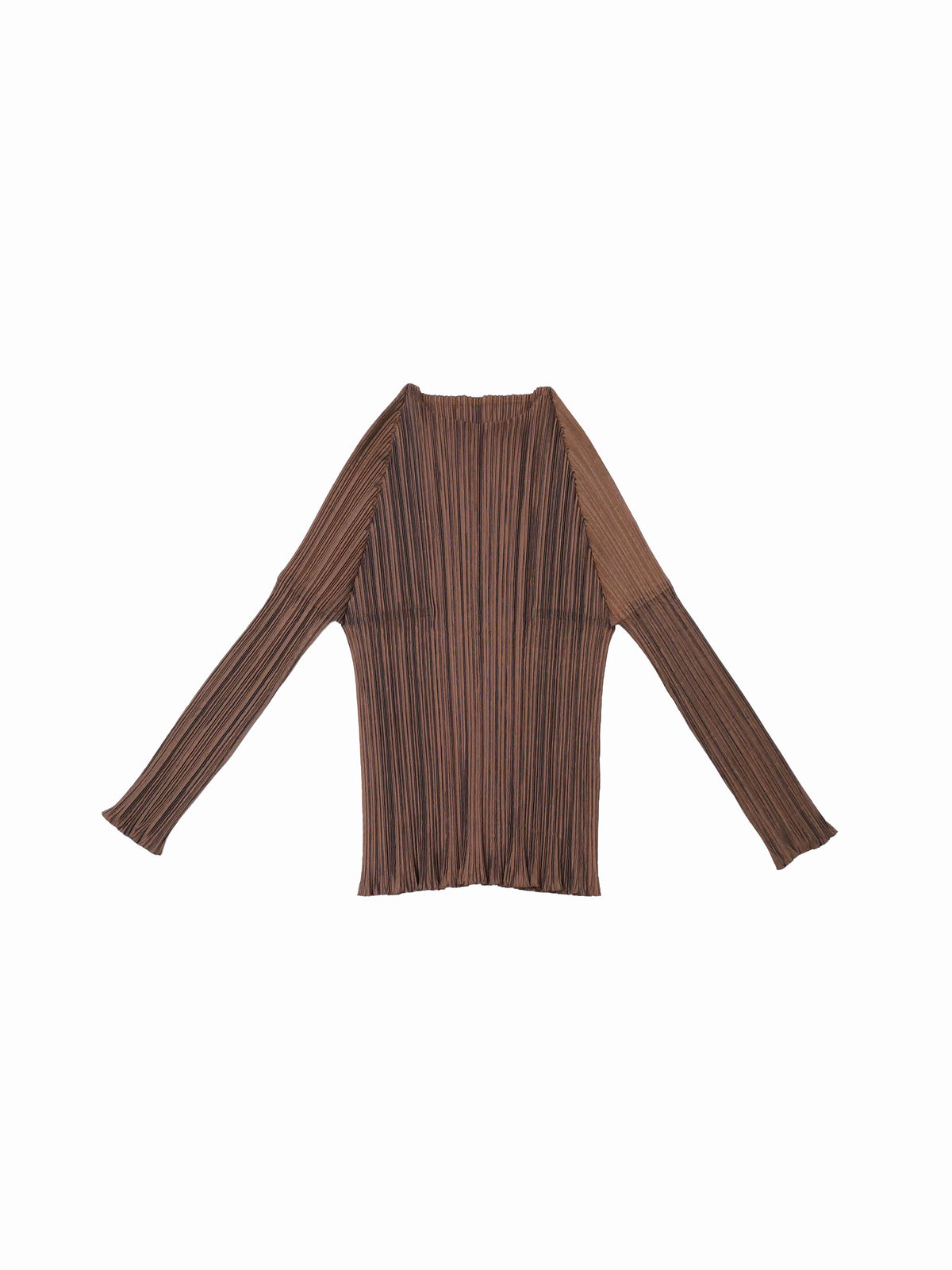 ISSEY MIYAKE イッセイミヤケ 長袖プリーツトップス M ブラウン