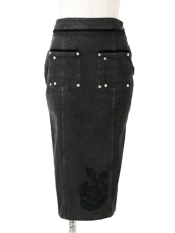 Christian Dior by John Galliano Dior Galliano Era Black Denim Jacket + Skirt 38/36