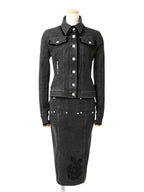 Christian Dior by John Galliano Dior Galliano Era Black Denim Jacket + Skirt 38/36