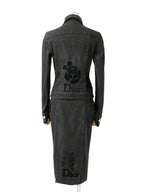 Christian Dior by John Galliano Dior Galliano Era Black Denim Jacket + Skirt 38/36