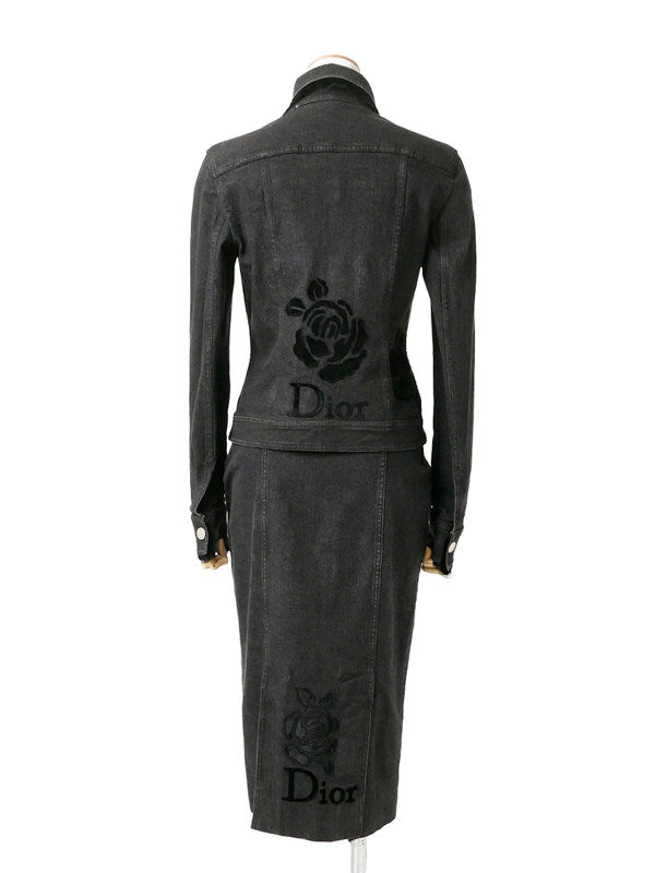 Christian Dior by John Galliano ディオール ガリアーノ期 ブラックデニム ジャケット+スカート 38/36